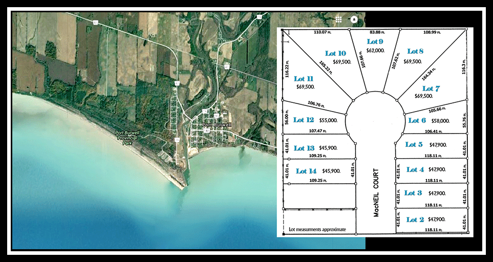  building  lots in Port Burwell, real estate building lot, vacant, property for sale on the Gold Coast in Southern Ontario, Norfolk County, Ontario's Garden on Lake Erie